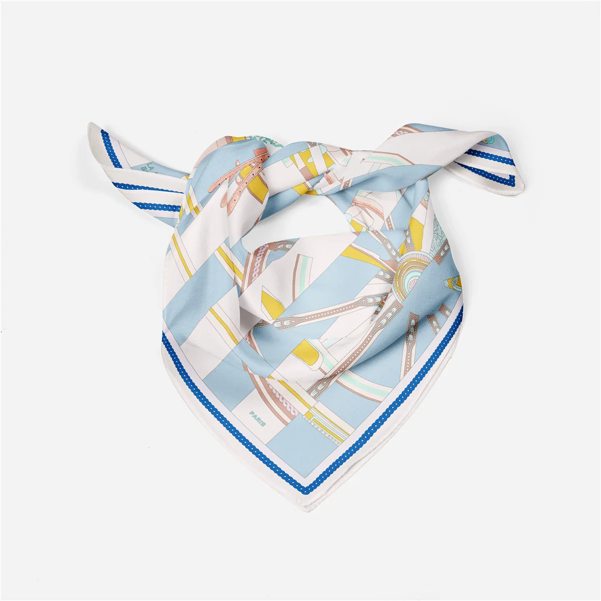 53cm Design Wheel Silk Scarf 2024 Brand Square Scarf Woman Luxury Bandana Headband Hijab Foulard Neckerchief For Ladies