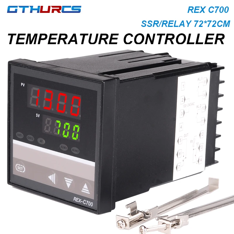 

AC 220V Oven Temperature Controller REX-C700 C700 Thermocouple PT100,K Universal Input Relay Output 72*72mm Thermostat