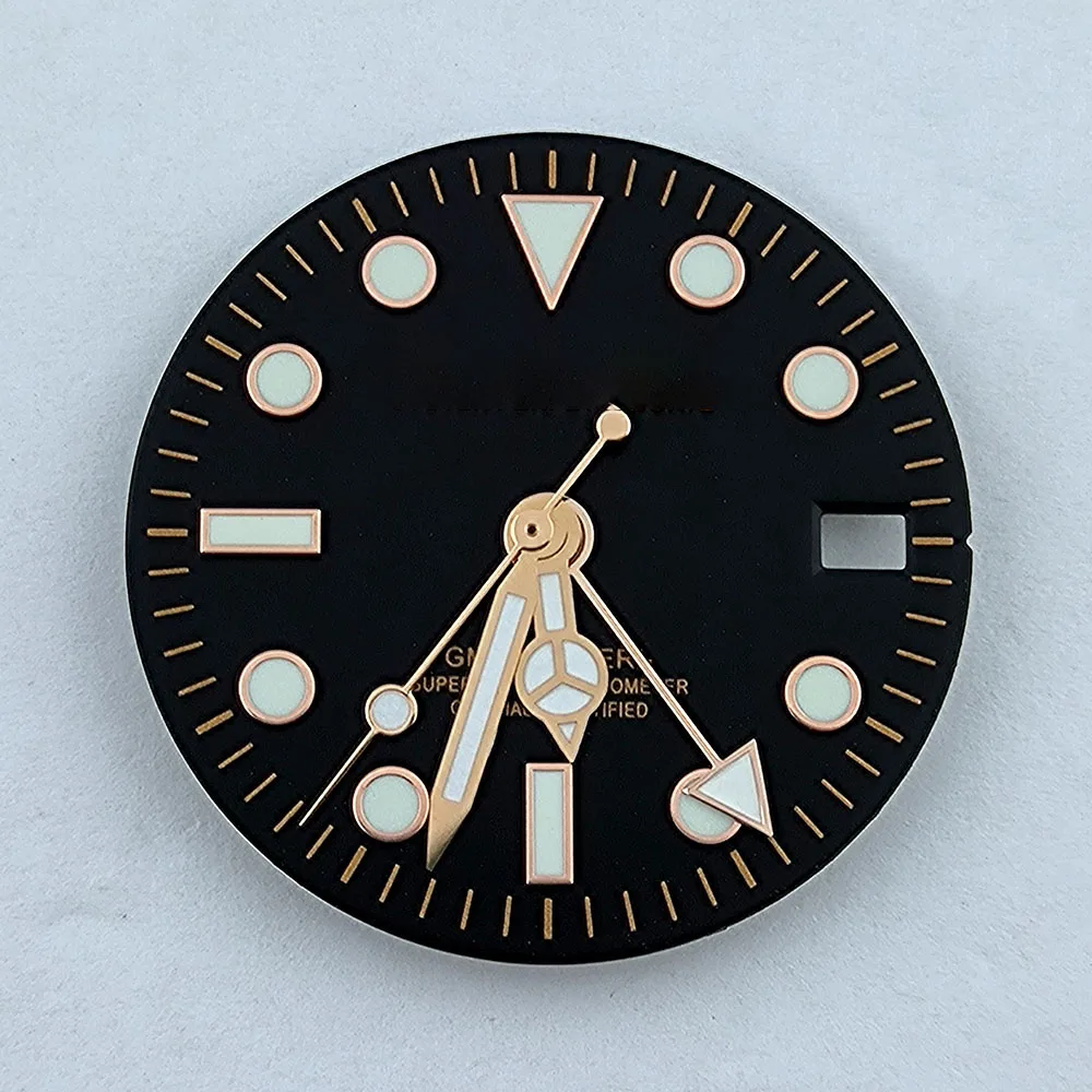 Циферблат NH34, 28,5 мм, циферблат для часов, индивидуальный логотип, циферблат без логотипа, зеленый светящийся циферблат, подходит для часов с механизмом NH34, аксессуары