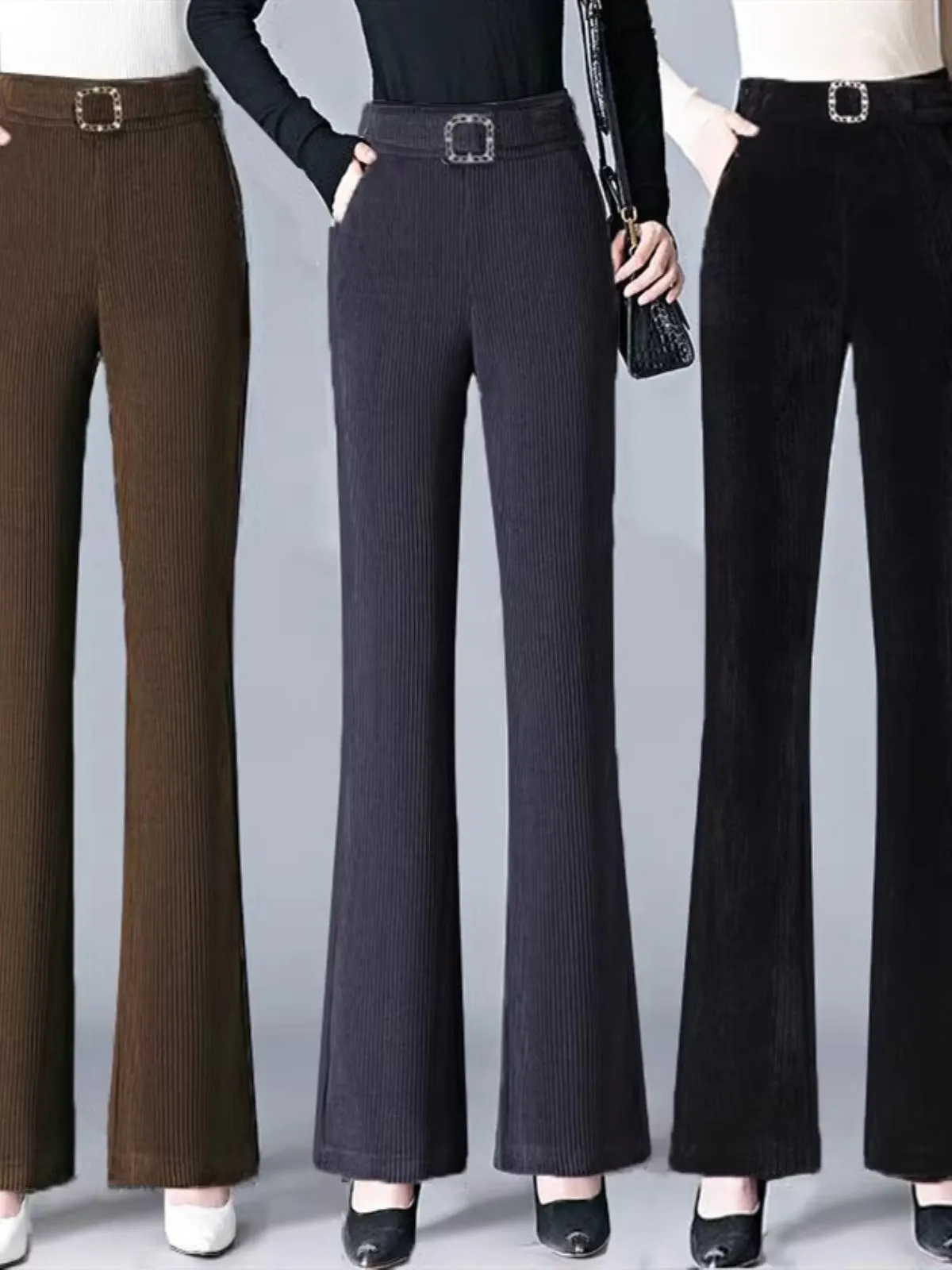 شيري سروال قصير متوهج للنساء لخريف وشتاء 2024 جديد Sle مستقيم غير رسمي Fce سروال مخملي بشريط فضفاض