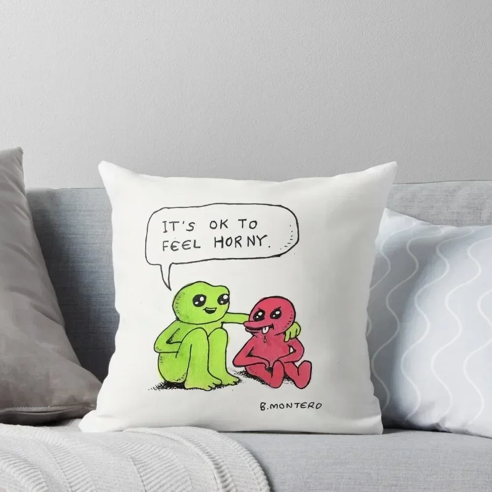 

It's Ok To Feel Horny Throw Pillow pillow cover christmas Luxury Pillow Cover