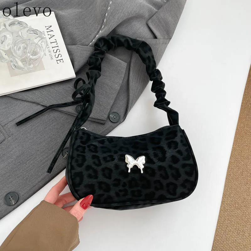 Neue Modische Kleine Schmetterling-Plissee Umhängetasche Retro Leopardenmuster Schultertaschen für Frauen Lässige Damenhandtasche Geldbörse