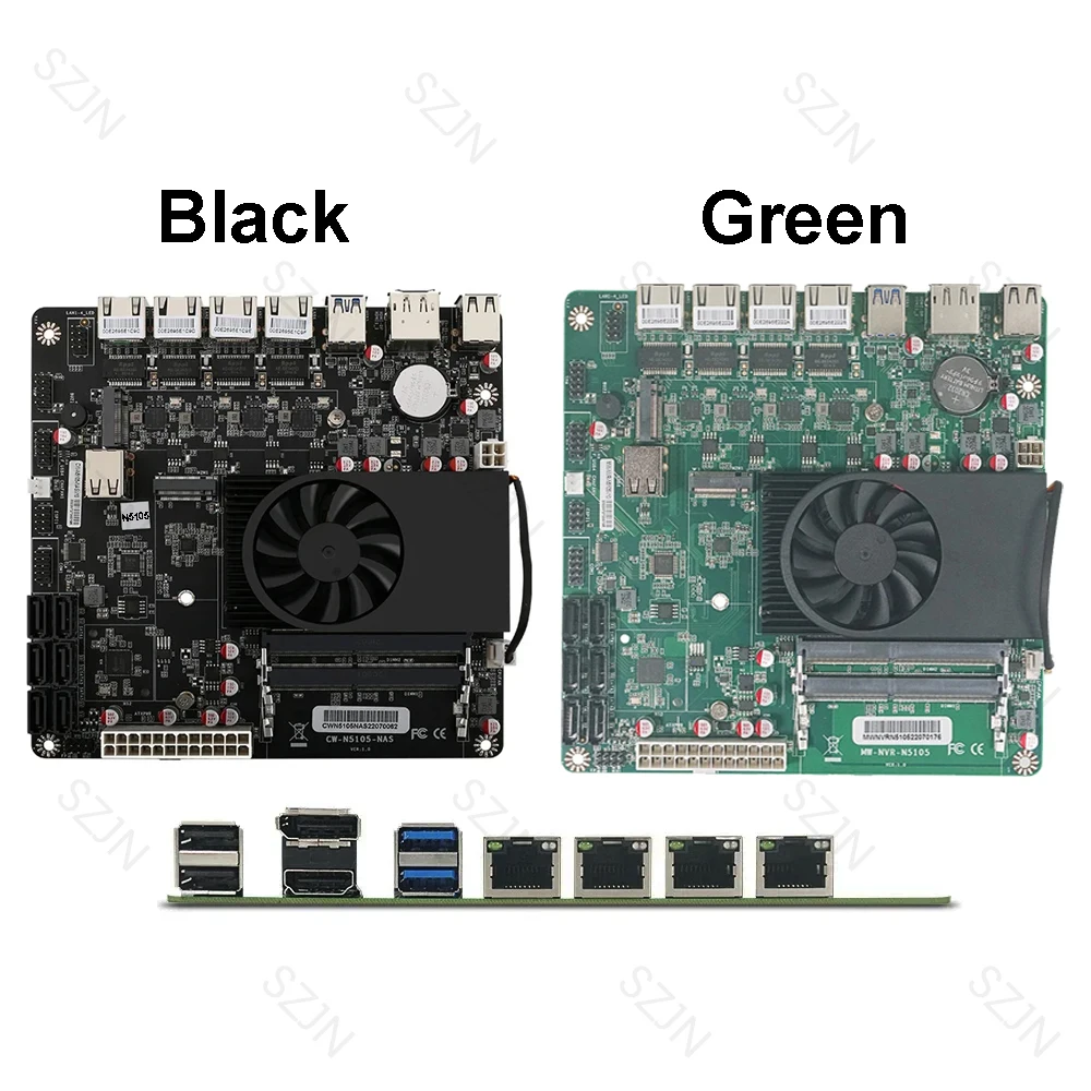 DIY ITX N5105 Motherboard NAS Home 4 Cores 4 Threads Low Power Consumption 4x2.5GbE 2xM.2 6xSATA Slot BK NVR N5105