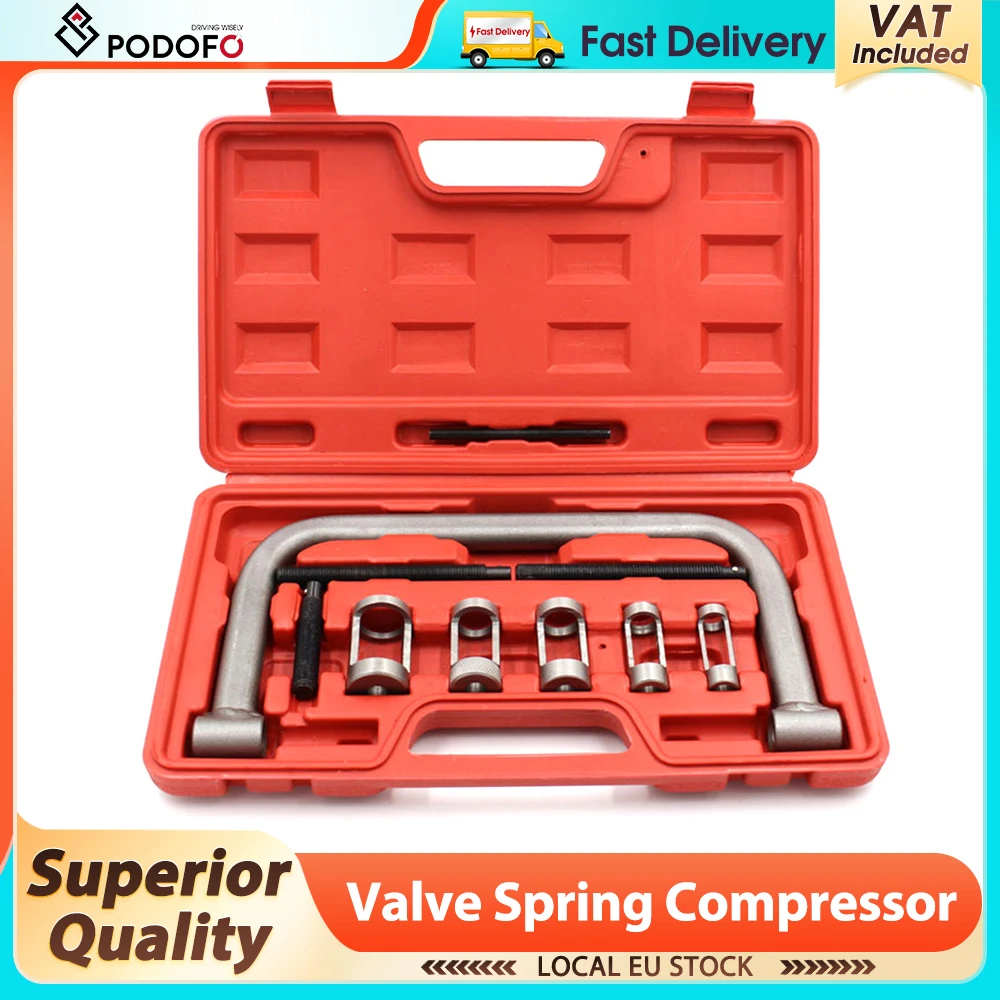 Image of Podofo Ventilfederspanner 10-teiliges Auto-Kompressions-Klemmwerkzeug-Service-Kit für ATV, Auto, Motorrad, Kleinmotorfahrzeug