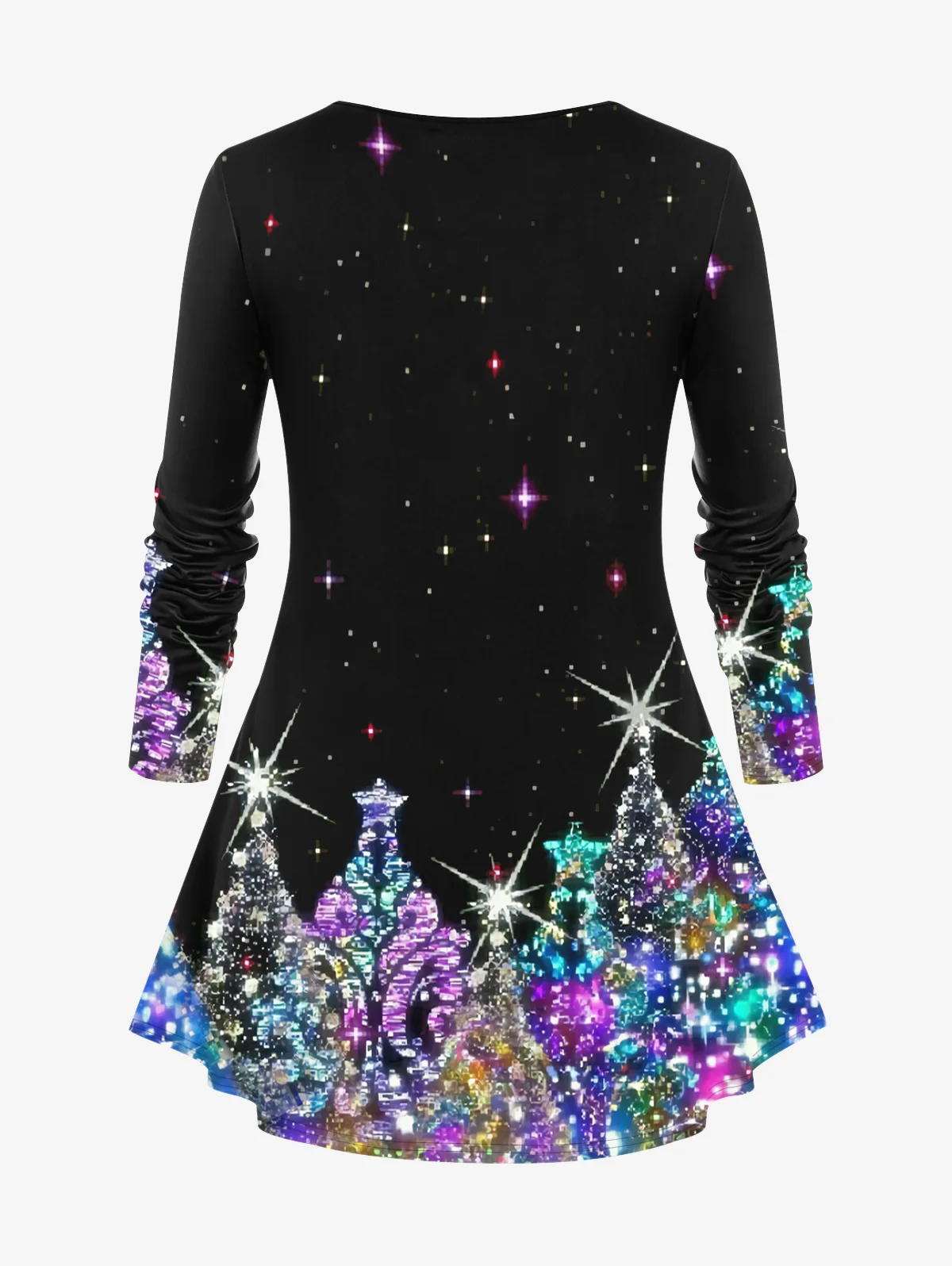 Women's Christmas Graphic T-shirt and Flare Pant, Plus Size Outfit, 3D Print, Tree, Santa Claus, Snowflake, Sequins Matching Set