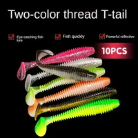 Thread T-tail Road Subdual Color Soft Bait Soft Worm Lead Head Hook T-tail Maggot Perch Mandarin Fish Fake Bait