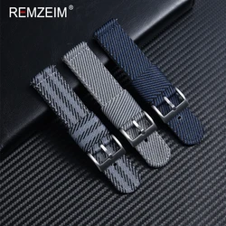 Double Section Nylon Color Blocked Strap Men's and Women's Comfortable Wristwatch Strap 20mm 22mm Watchband Accessories