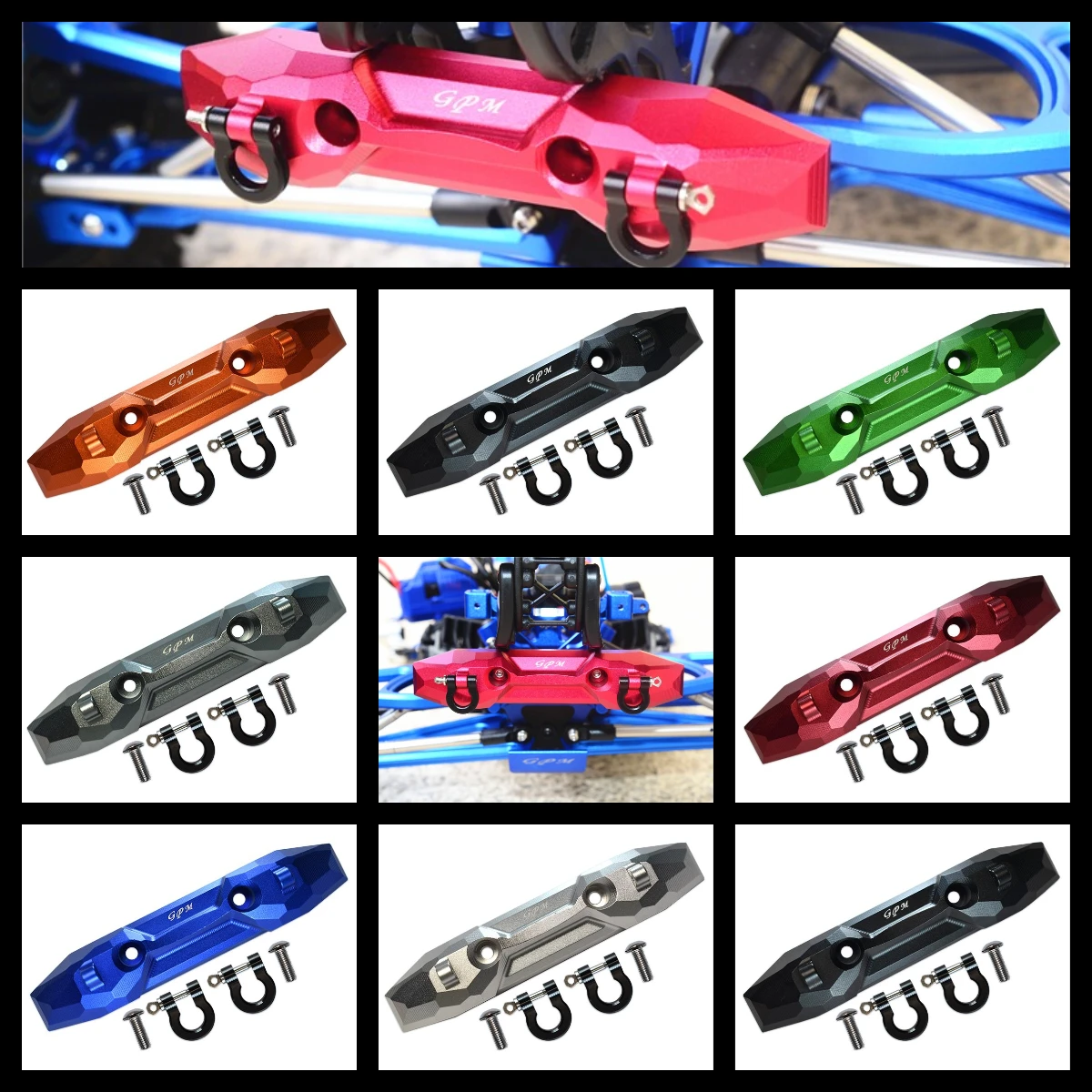 GPM Aluminum Rear Bumper With D-Rings For TRAXXAS 1/10 E-Revo Vxl Brushless