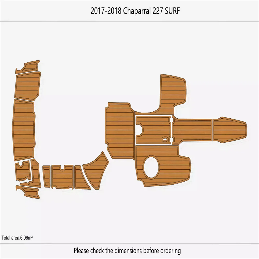 Chaparral 2017-2018, plataforma de natación de cabina de surf, 227 ", 6mm, suelo marino de espuma EVA de imitación, yate de teca, accesorios marinos