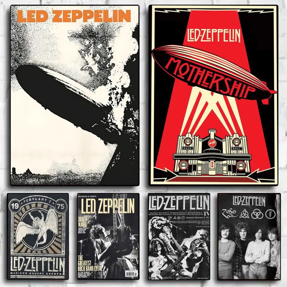 Band L-Led Cool-Z-ZeppelinS Poster Home Living Bed Room Bar Hallway Sticky Wall Art Printing Waterproof Aesthetic Decor