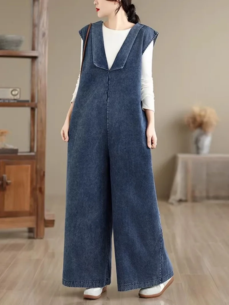 

Women's Retro Loose Denim Overalls Jumpsuit | High Waist Baggy Casual Jeans Romper Spring Summer Autumn 2026 Fashion J145