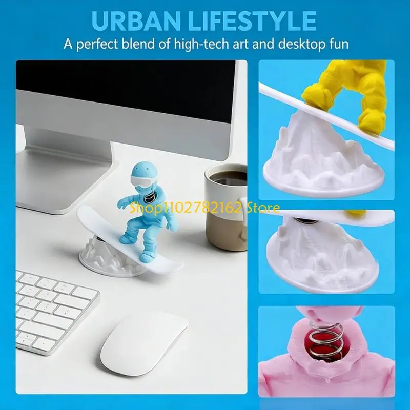 

547B Dynamic Inertial Skiing Figure Toy with Anti Slip Base And Motion Effect For Cars Interiors Offices Desk Decoration