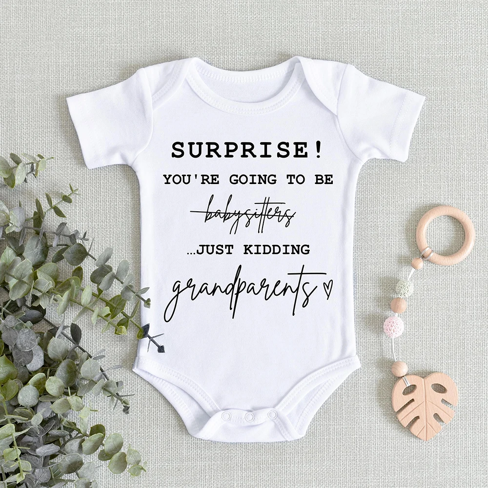 Surprise You're Going To Be Baby Sitter Just Kidding Grandparents Print Baby Romper Pregnancy Announcement Infat Bodysuit Outfit