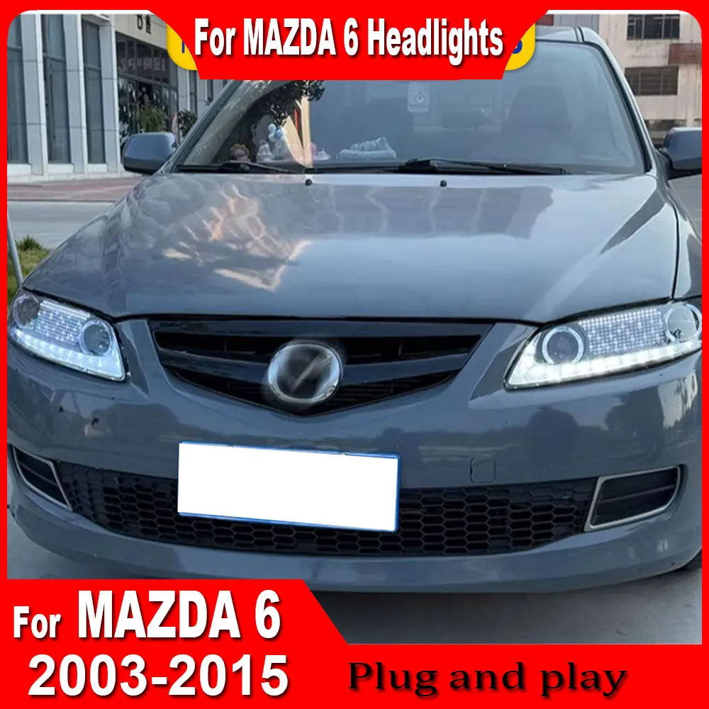 

Фара автомобиля для Mazda 6 светодиодная фара 2003-2015 фар Mazda6 DRL указатель поворота Freemont Angel Eye линза проектора