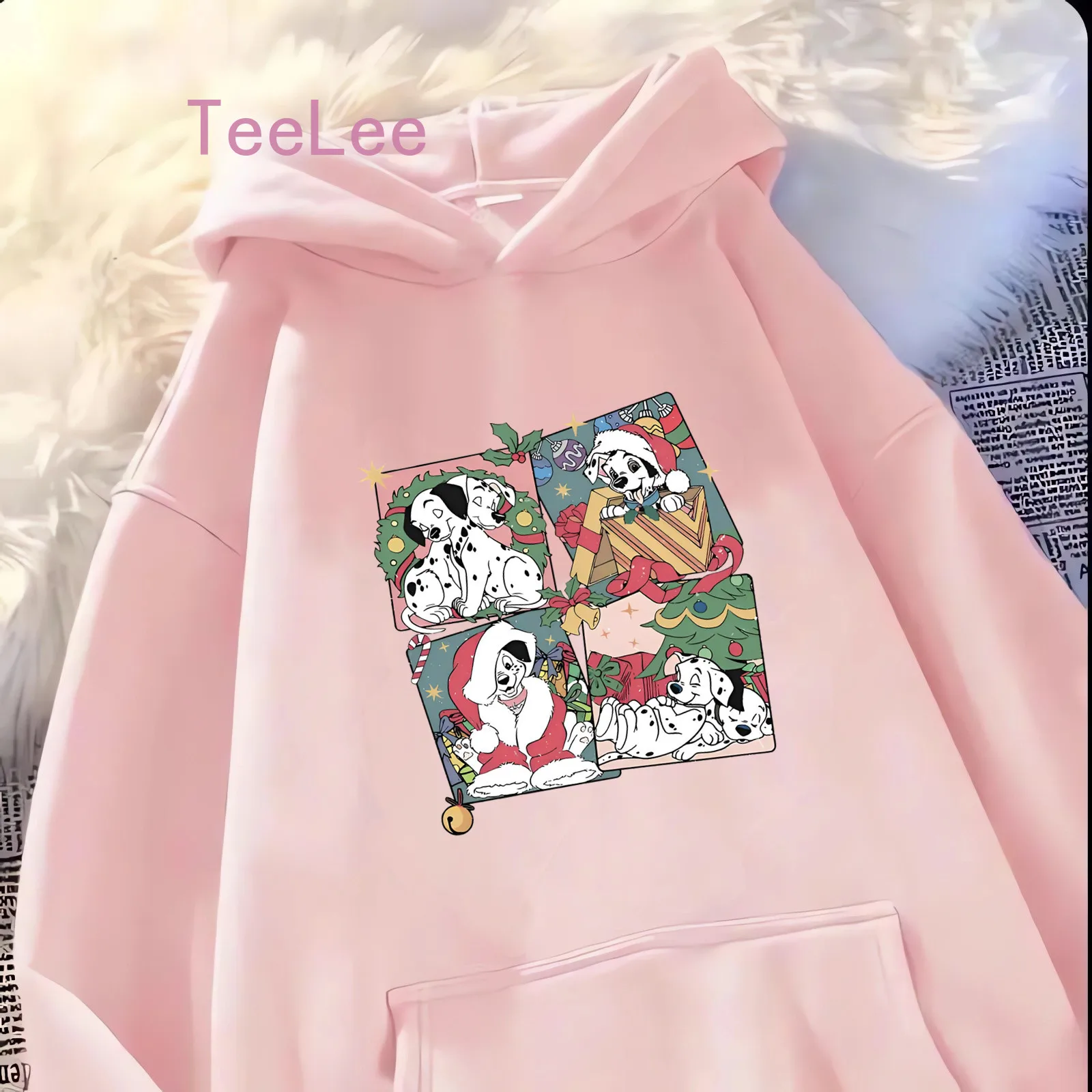 90s Puppies Hoodie Aesthetic Christmas Women Sweatshirt 101 Dalmatians Streetwear Ladies Top Manga Harajuku Clothes Y2k Female