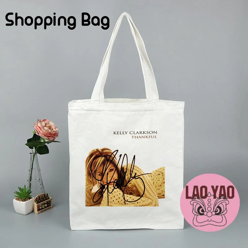 Kelly Clarkson Tote Bags for Women Fashion Singer Shopper Bag Girl Friend Gift Shopping Woman Cloth Canvas Large Fabric