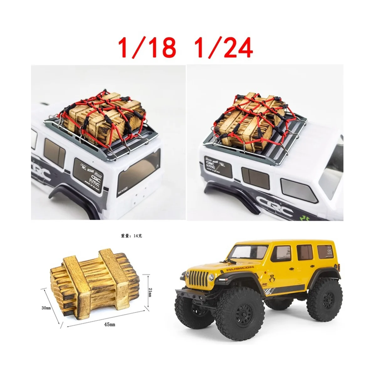 2Pcs Simulation Wooden Box Decoration for Axial SCX24 UTB18 TRX4M 1/18 1/24 RC Crawler Car Upgrade Parts