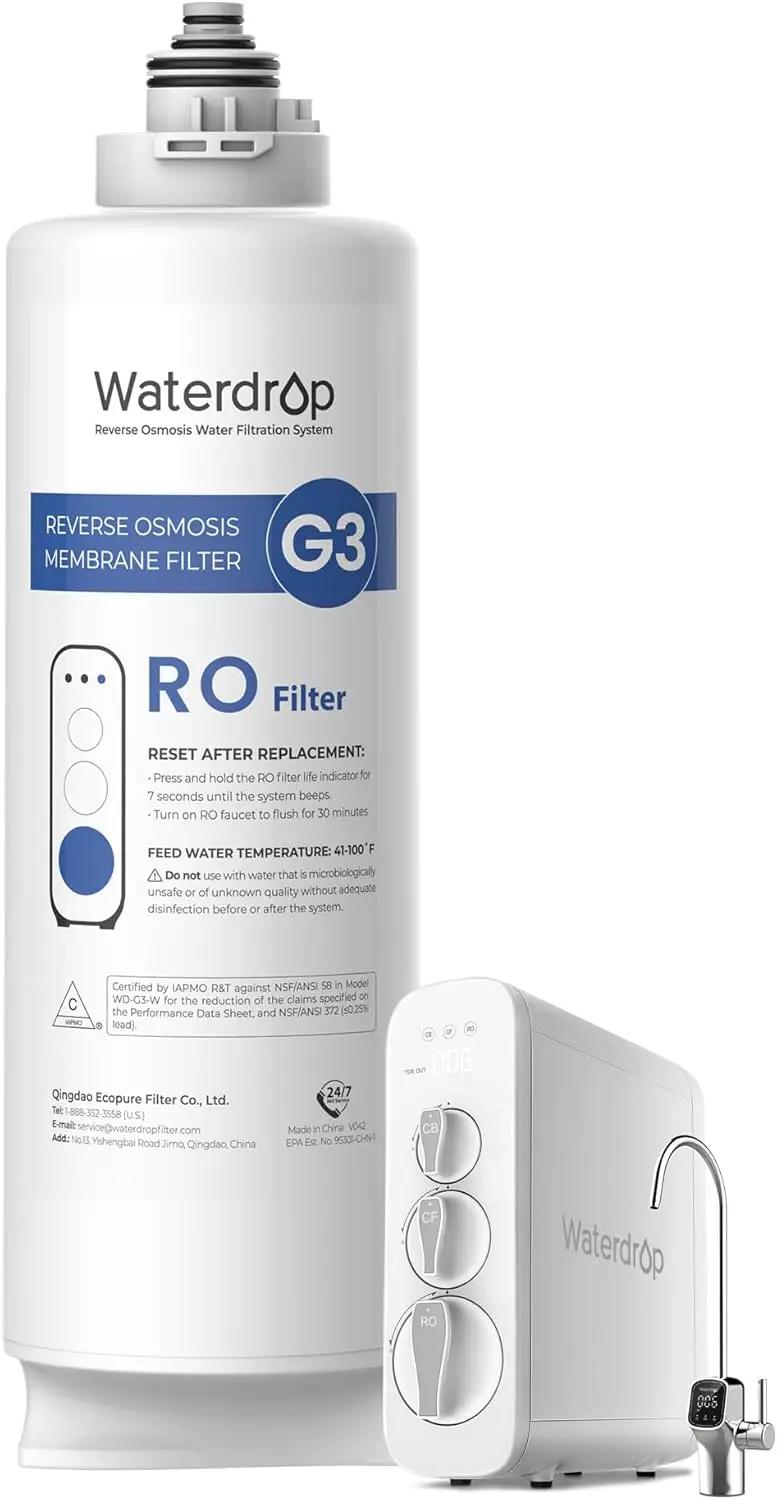 

NSF Certified RO Replacement Filter, 2-Year Lifespan, Fits 400 GPD Systems, Easy Twist Installation
