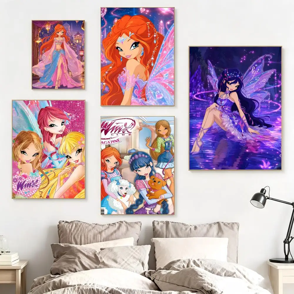 Anime Merchandise W-World of Winx Poster impermeable para el hogar sala de estar dormitorio bar decoracion estetica