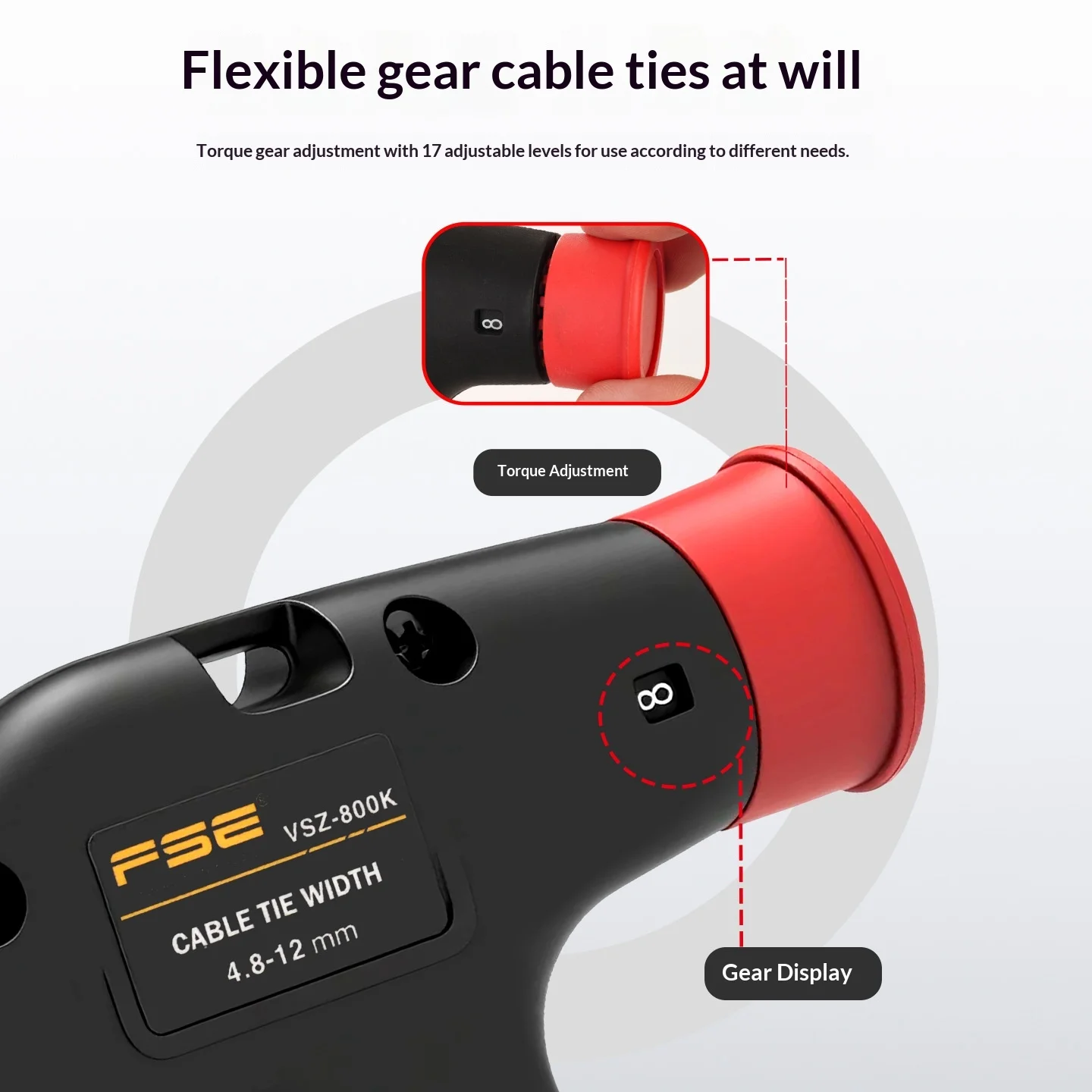 VSZ-800Z VSZ-800K Cable Tie Gun Nylon Zip Tie Tensioner Cutter Heavy Duty Hand Zip Tie Fastening Cutting Tool