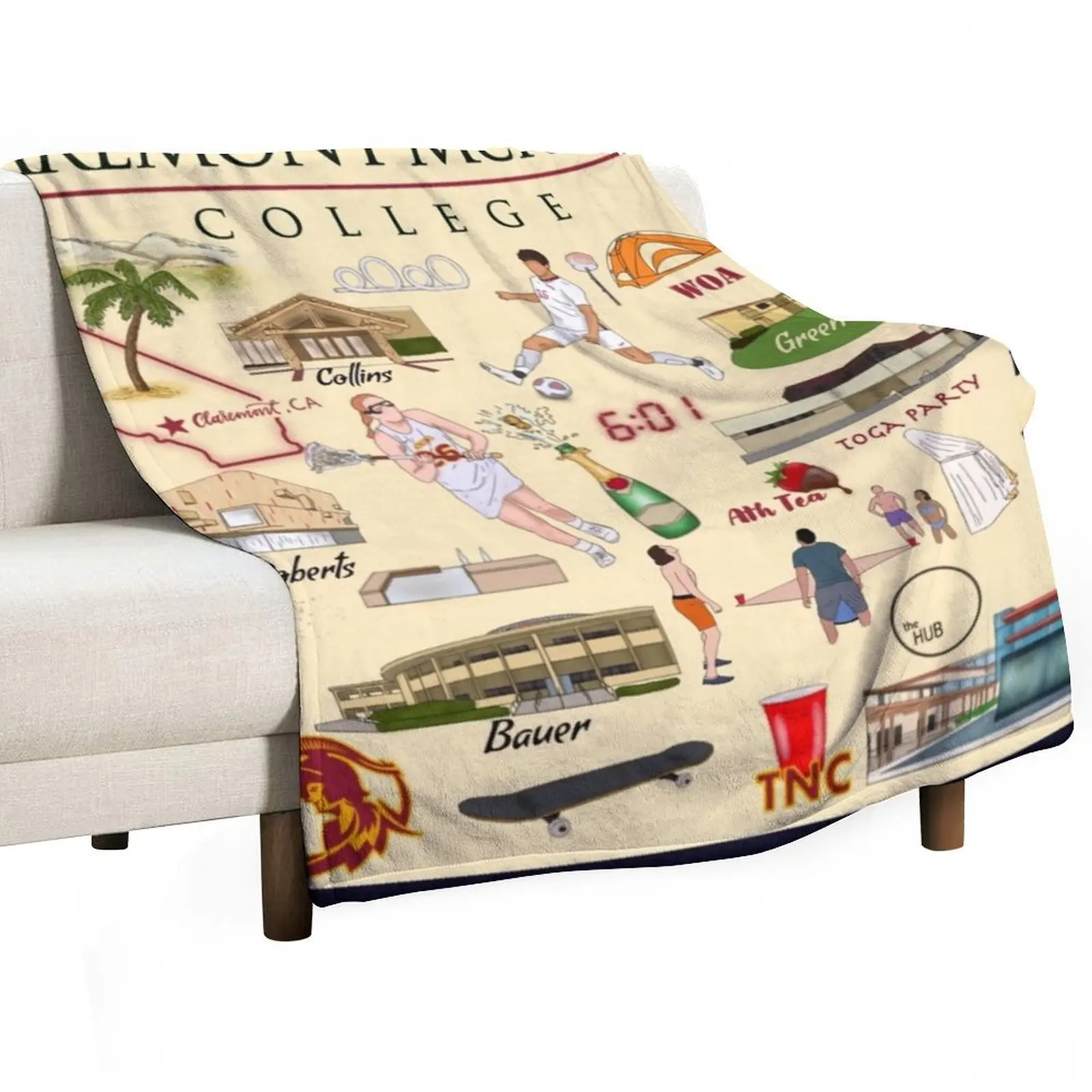 

Claremont McKenna College (wall art, home decor, stickers) Throw Blanket Soft Beds Giant Sofa Blankets