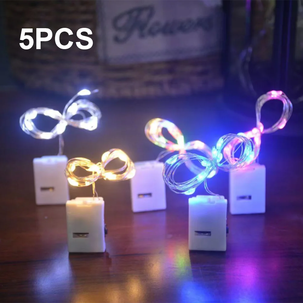 5Pcs Smart Flashing Decoration LED String Lights Christmas Wedding Party Restaurant Fast And Slow Lights With 3* Button Battery