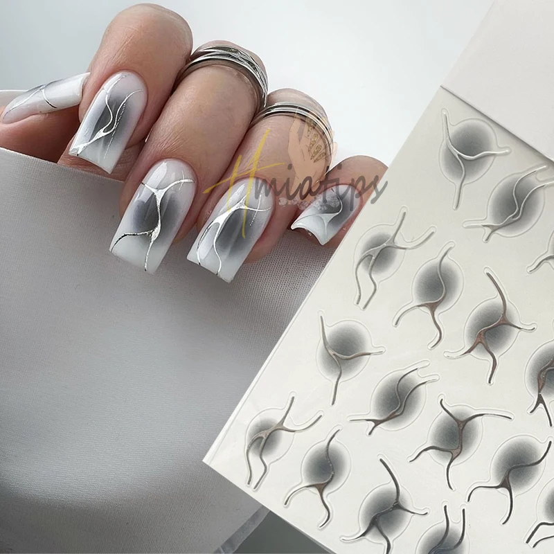 Nieuwe Gradiëntkleur Franse Stickers Met Onregelmatige Lijnen Nail Art Rsimple Gestreepte Nagels Met 3d Zelfklevende Diy Nageldecoratie