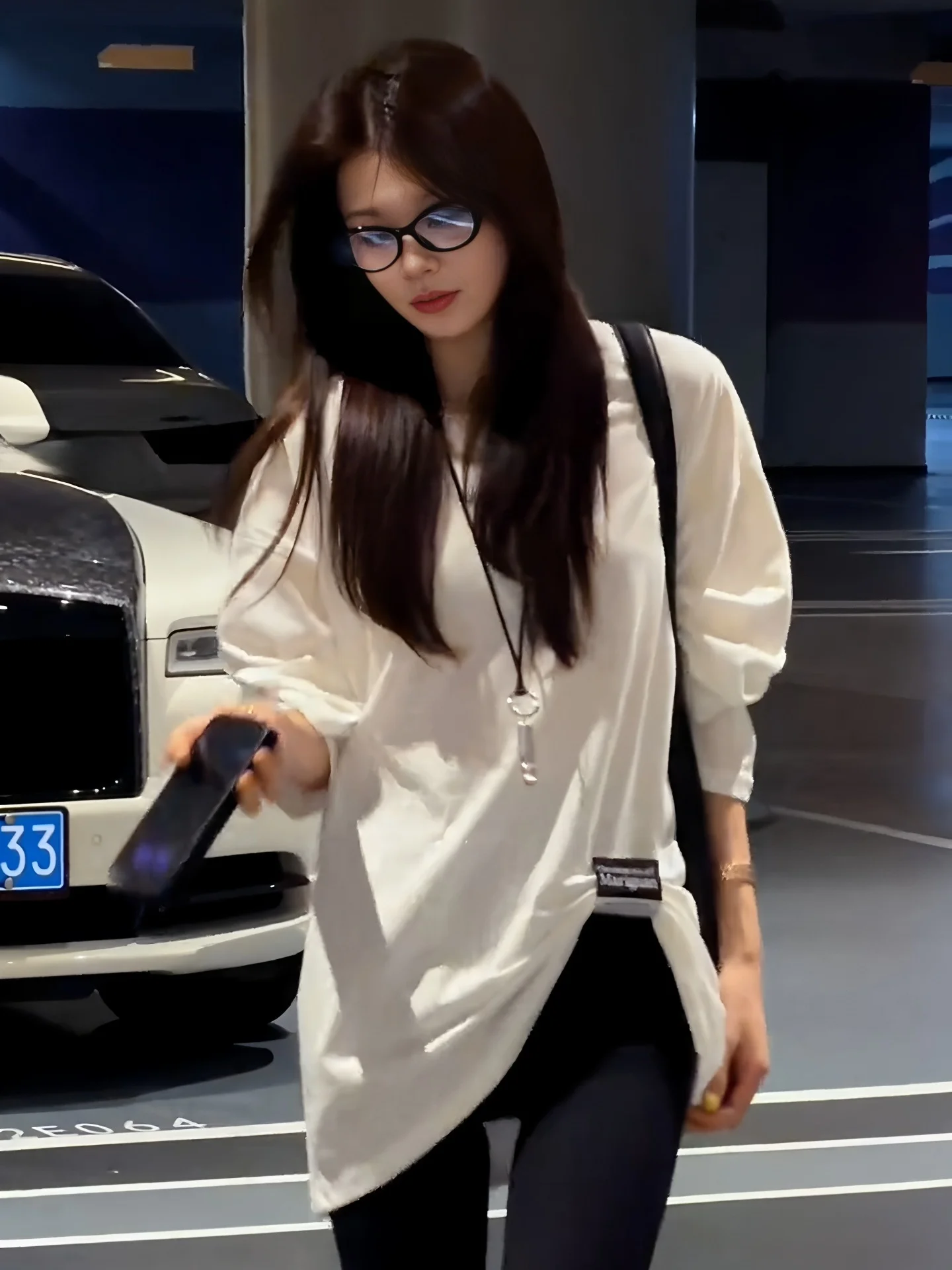 plus Size Women's Loose Fit Long Sleeve White T-Shirt Casual Style Autumn Early New Design Sensation Mid-Length Top
