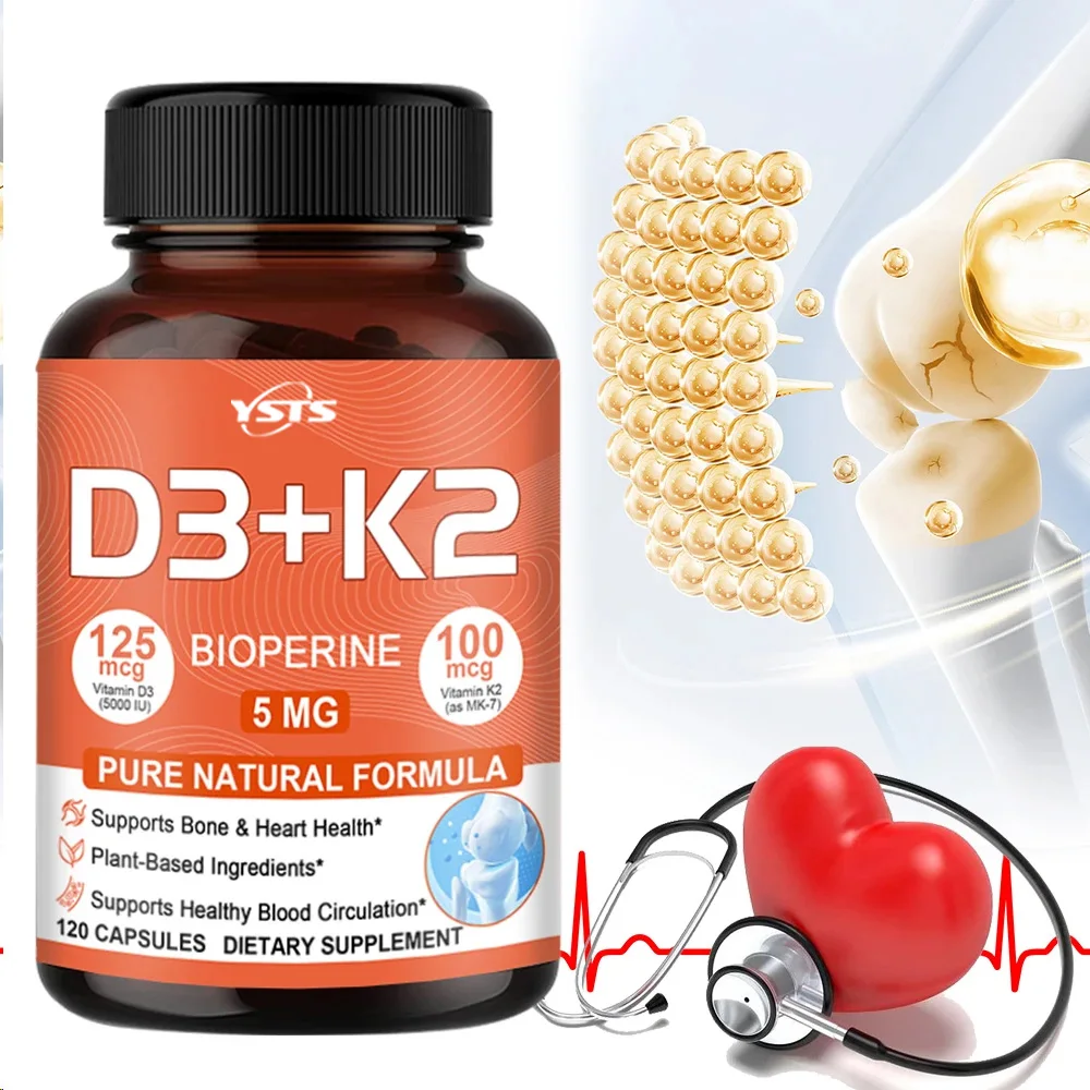 Vitamin D3 ( + K2 ( Botanicals + Black Pepper Extract - Supports y Immune, Heart & Bone , Non-gmo