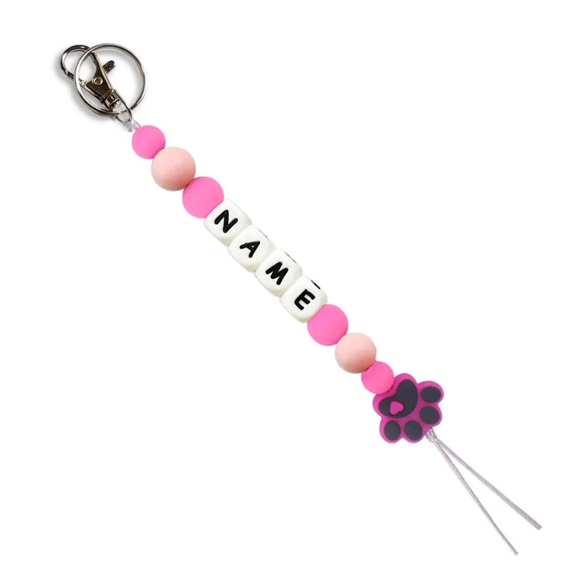 Personalized Dog Paw Pattern Colorful Name Keychain