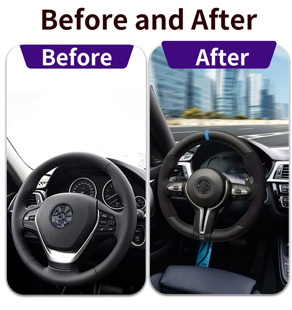 Blaues Leder-Lenkrad-Upgrade für BMW F20 F22 F23 F25 F30 F34 F36 F10 F07 F01 E87 E90 E70 Maßgefertigtes Auto-Zubehör – Detail 10