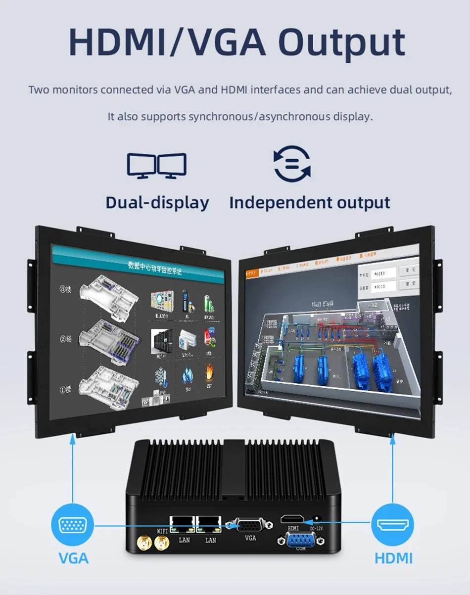 Fanless Mini PC Intel Celeron J1900 Quad-Cores 2.0GHz 2x RS232 2x LAN Windows 10 Linux Embedded IoT Industrial Computer