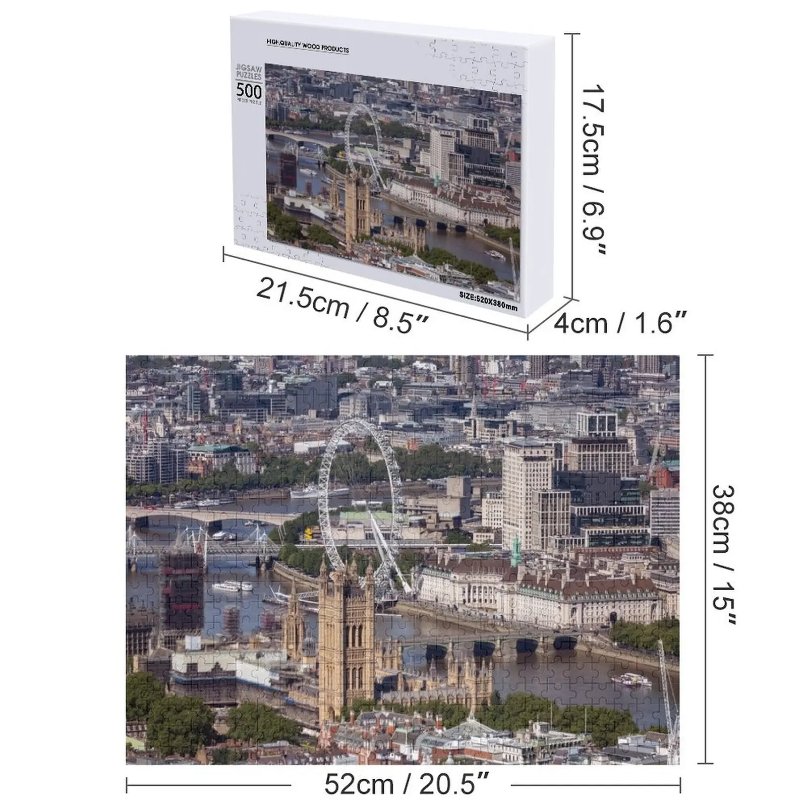 Puzzle di paesaggio urbano di Londra Legno per adulti Woodens per adulti Puzzle di animali in legno con foto personalizzate