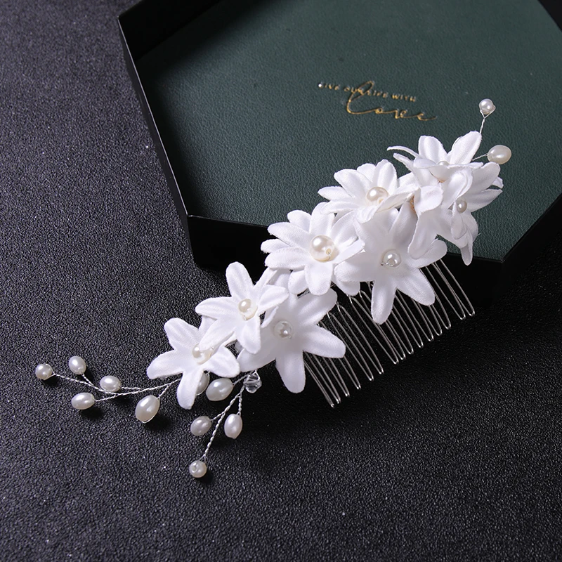 Floralbride Handmade Wired Clear Crystal Rhinestone Flower Wedding Hair Comb Bridal Headdress Hair Accessories Women Jewelry image 3
