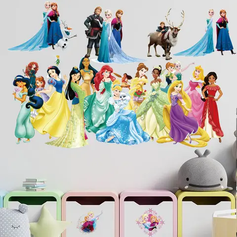 Anna, Elsa, Princess Wall Stickers For Kids Room mural Fairy tale Cartoon decals DIY Decoration Girl's Room Decoration gift