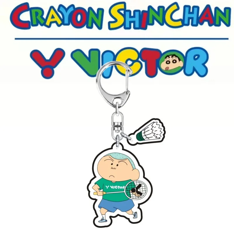 Crayon Shin-chan badminton Keychain Cute Cartoon Backpack Pendant Matching kawaii Girls Accessories Birthday Gift Kids Toys