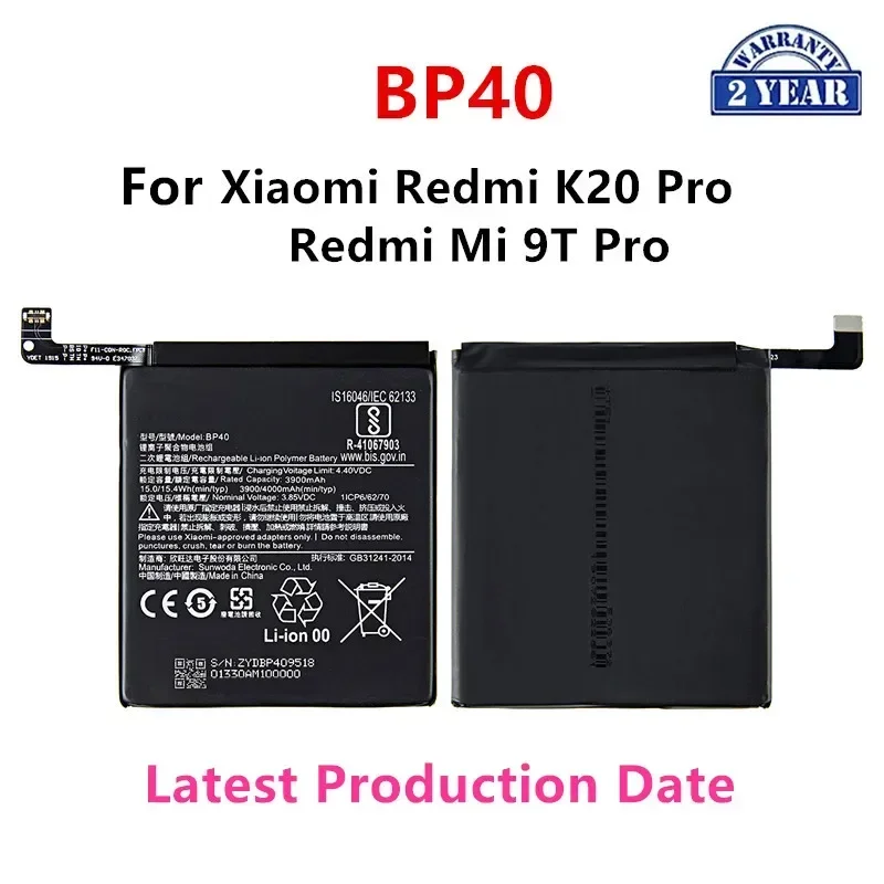 

Brand New BP40 4000mAh Battery For Xiaomi Redmi K20 Pro / Mi 9T Pro BP40 High Quality Phone Replacement Batteries