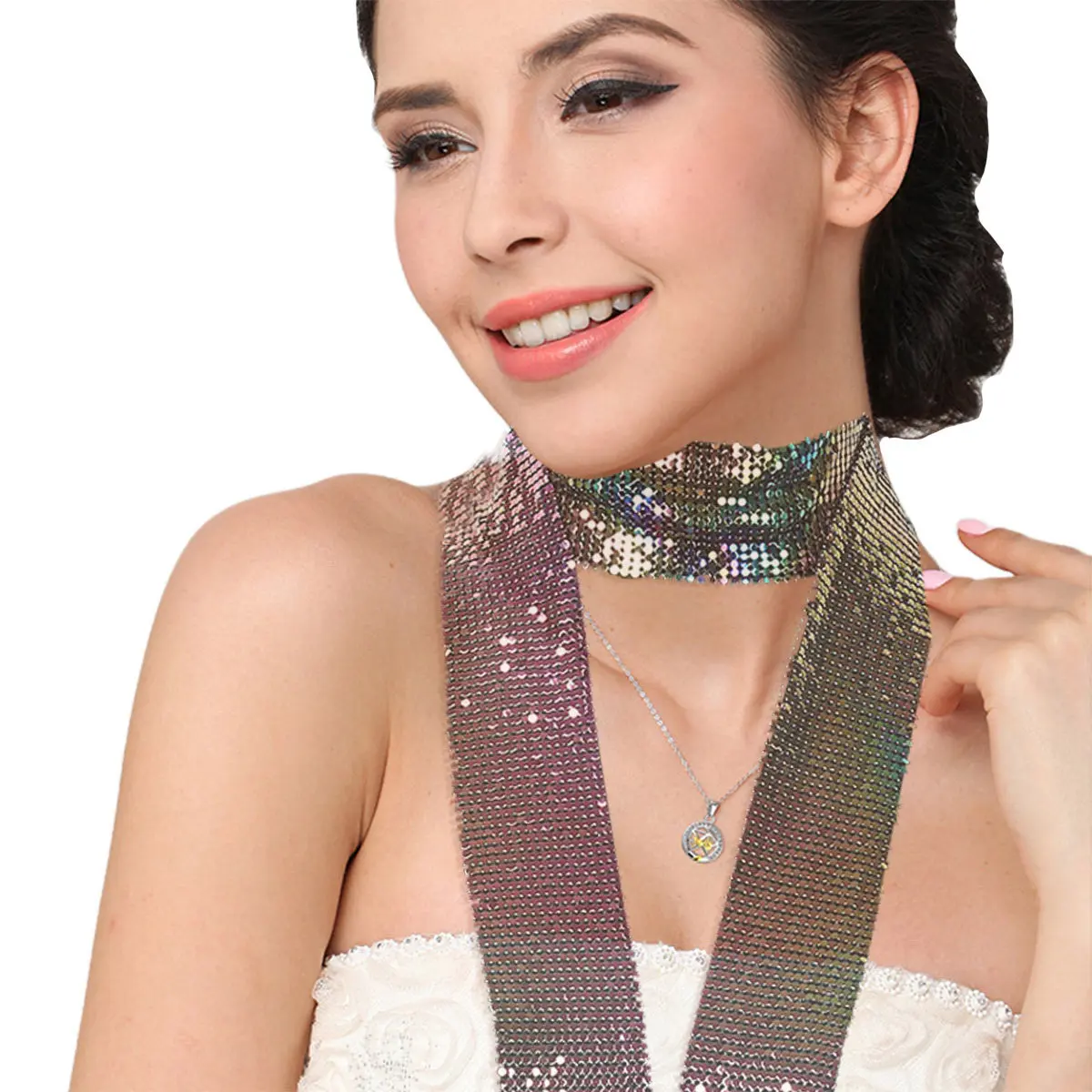 Lightweight Aluminum Scarf Necklace Stylish Versatile Creative Accessory for Women Outfit Enhancer Necklace Scarf