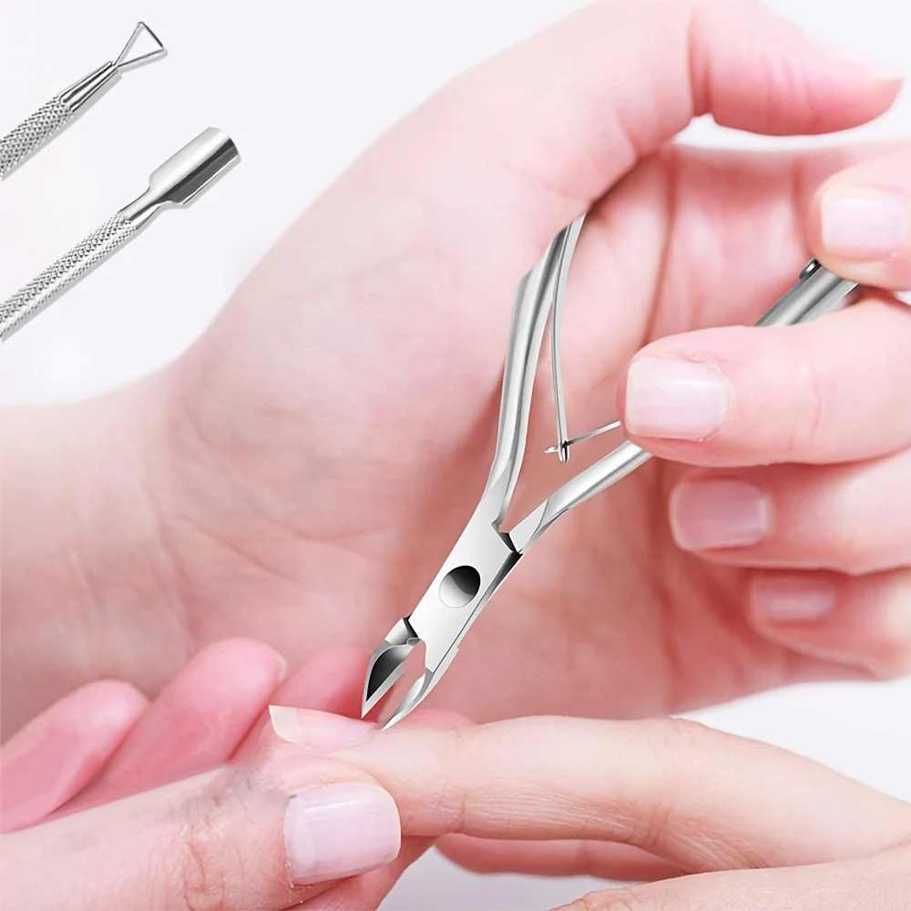11 قطعة مقص بشرة الفولاذ المقاوم للصدأ-قص بشرة الأظافر-مقص إزالة الضوء الميت البيج مقص المقص أدوات مانيكير الأسرة #3