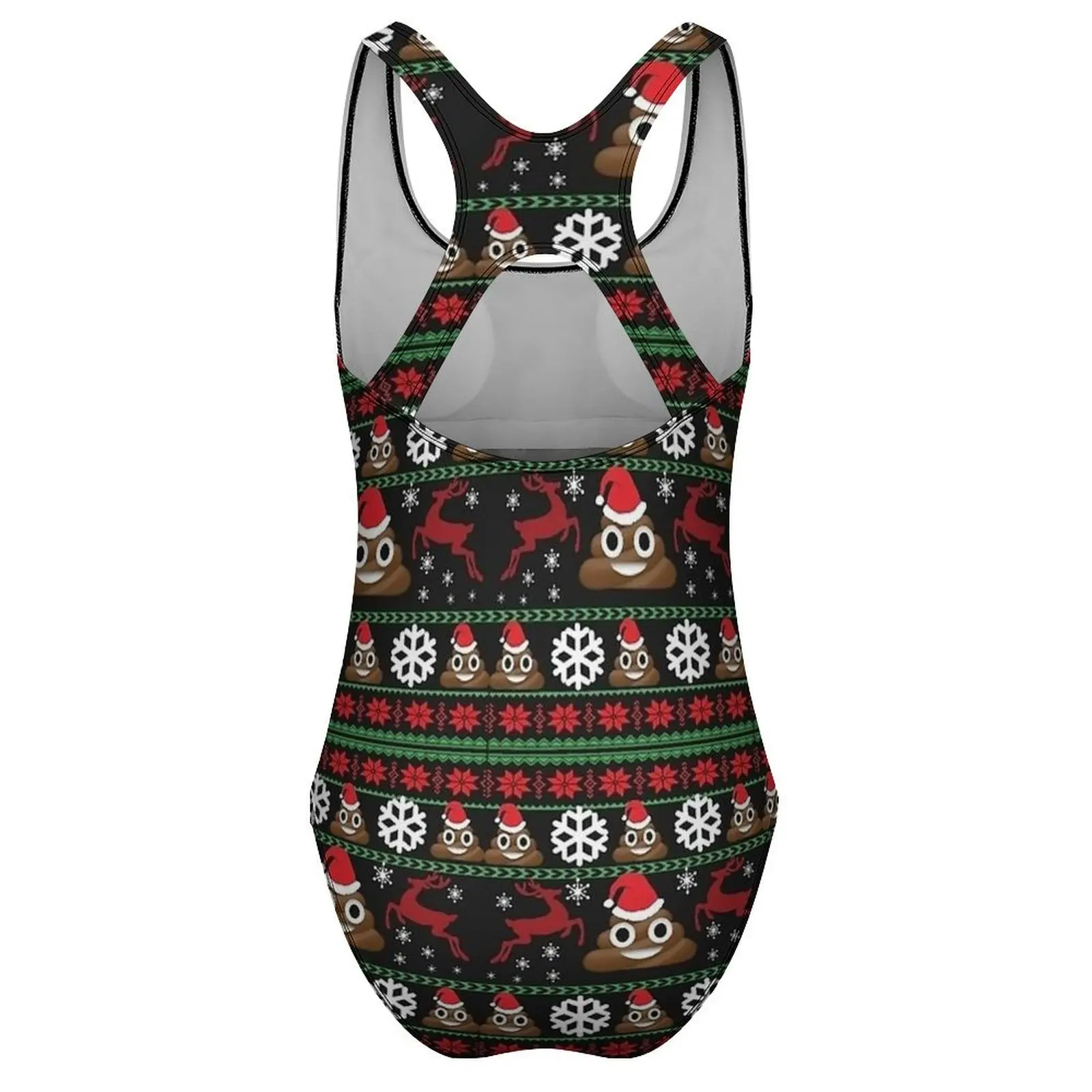 Funny Poop Christmas Gifts Ugly Christmas Swimsuit Sexy  One-Piece Swimwear Push Up Swimsuits Vintage Holiday Rave Monokini image 4