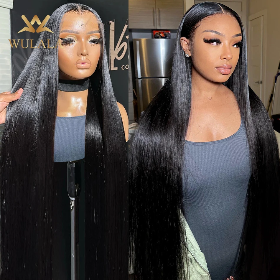 Wulala 13x4 Bone Straight Lace Front Wigs Human Hair 30 40 inch 13x6 Hd Lace Frontal Wig 360 Pre Plucked Lace Wigs For Women 4x4