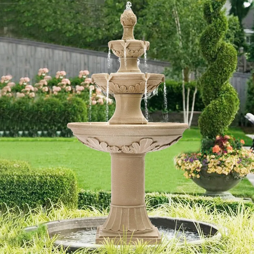 Large Outdoor Water Fountains for Gardens - 48.4 Tall Cascading Indoor Floor