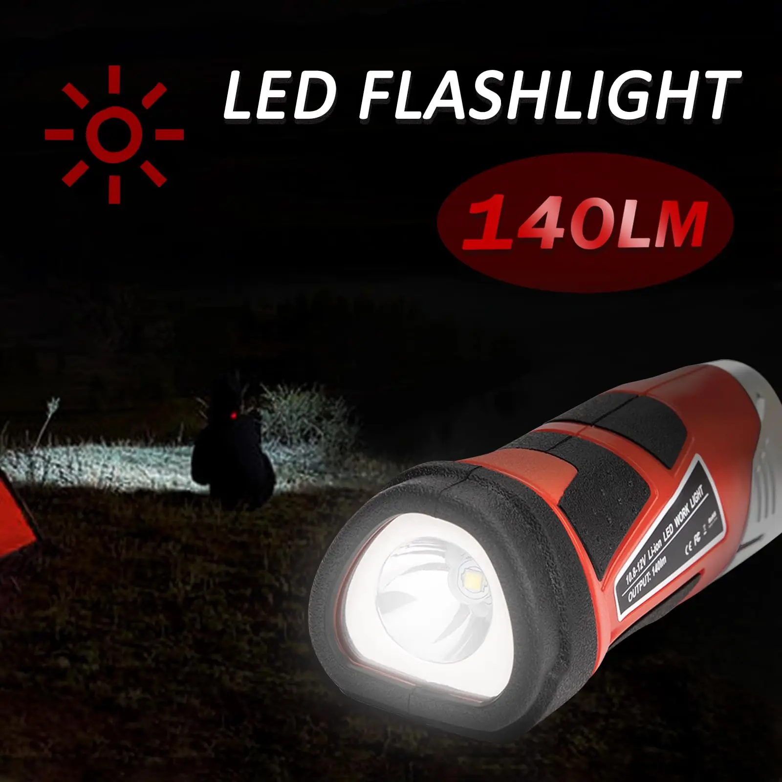 

Rechargeable Li-Ion Work Light Flashlight for Milwaukee Makita Bosch 10.8-12V Li-Ion Battery 3W 140LM Nighttime Handheld Light