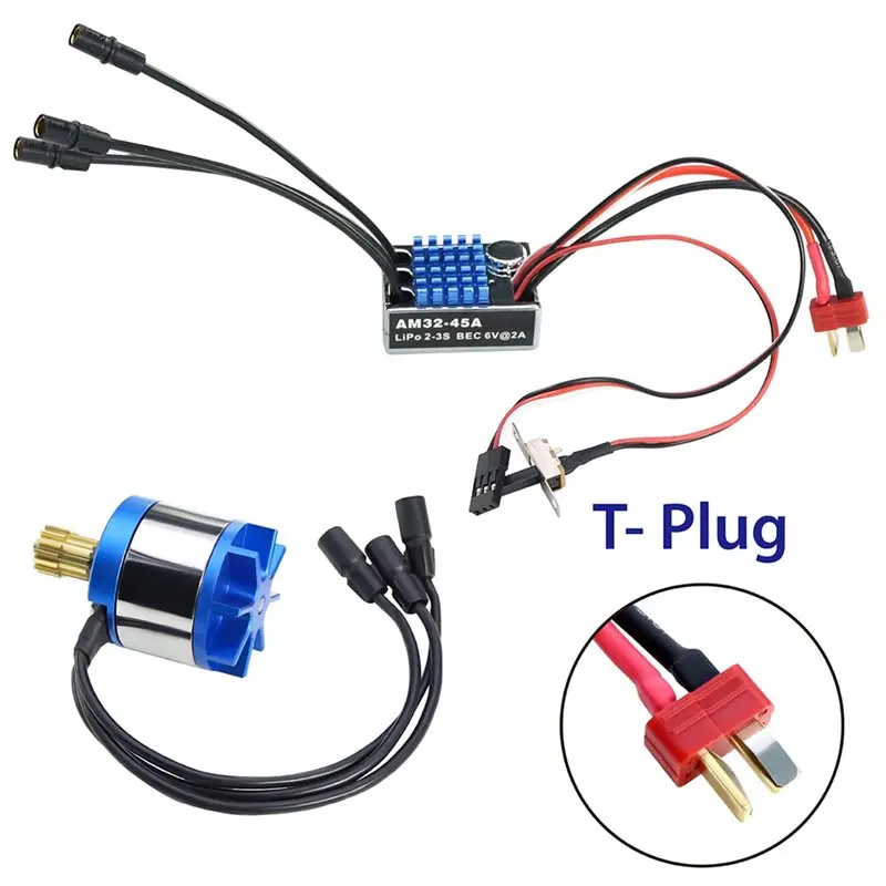 ABXE-MN128 MN86 AM32 45A ESC For 1/12 MN 128 RC Car Crawler 2830 2400KV Outrunner Brushless Motor T Plug Adjustable Adapter Moto