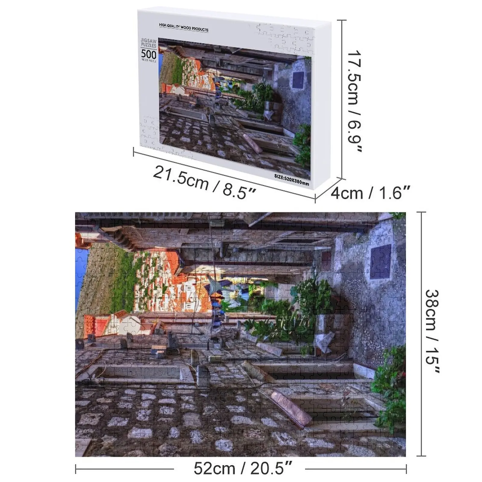 لعبة ألغاز الصور المقطوعة في شارع سكني في دوبروفنيك، لعبة أطفال مخصصة، ألغاز خشبية للبالغين #4