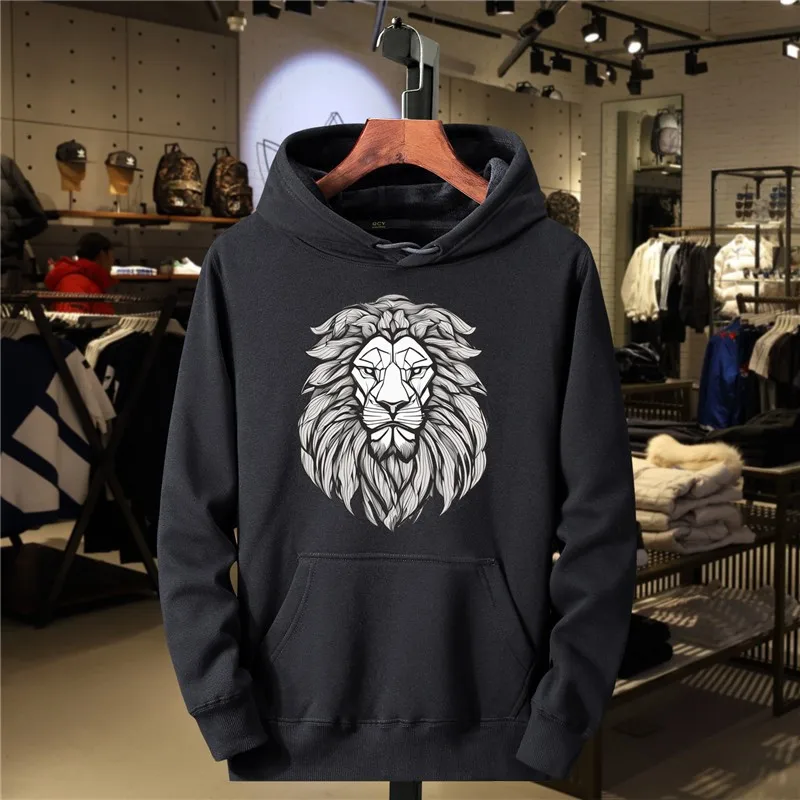 Men's And Women's African Lion Hoodie Hip Hop Sweatshirt Casual Trendy Clothing Autumn Loose Anime Classic Simple Long Sleeve