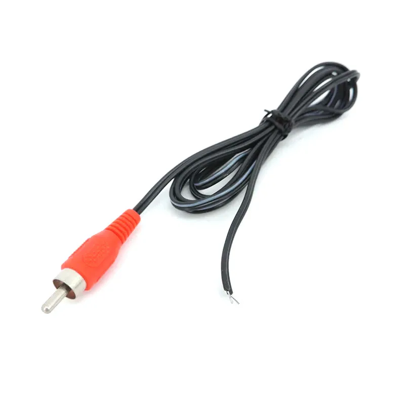 2pin Rca Male Audio connector Cable Av Single Video Speaker extension wire lead diy repair cord (ed black white)