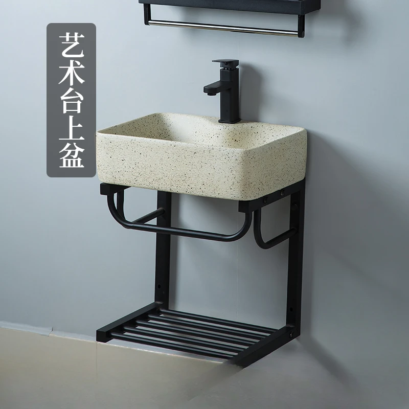 Lavabo nórdico simple montado en la pared, soporte vertical, lavabo, baño, lavabo, lavabo y lavabo colgante