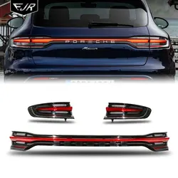 For Porsche Macan 2014-2017 LED Through Taillights Assembly Mid Tail Rear Turn Brake DRL Light Car Accessory Modified Old to New