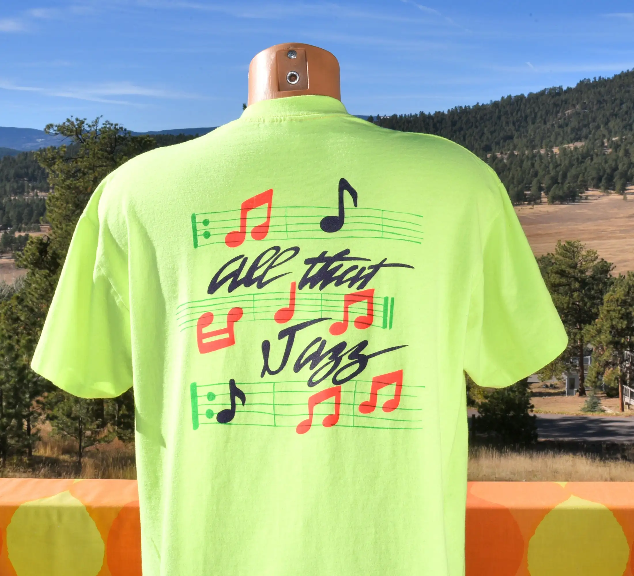 vintage 90s neon t shirt ALL that JAZZ dekalb band tee Large XL